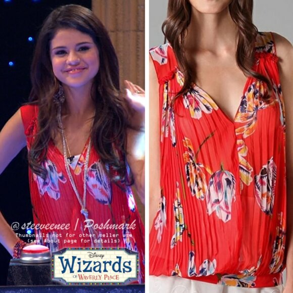 Free People Pleated Hibiscus Top ASO Alex Russo - Picture 1 of 8